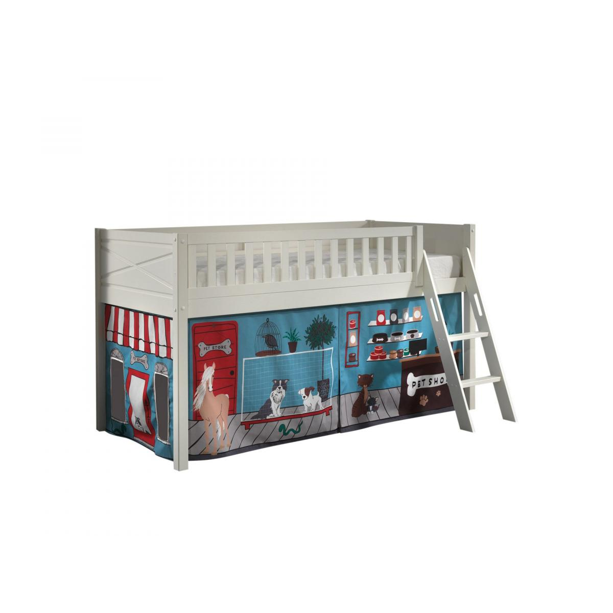 Scott Lit Mezzanine et Rideau Pet Shop couleur unique, VIPACK
