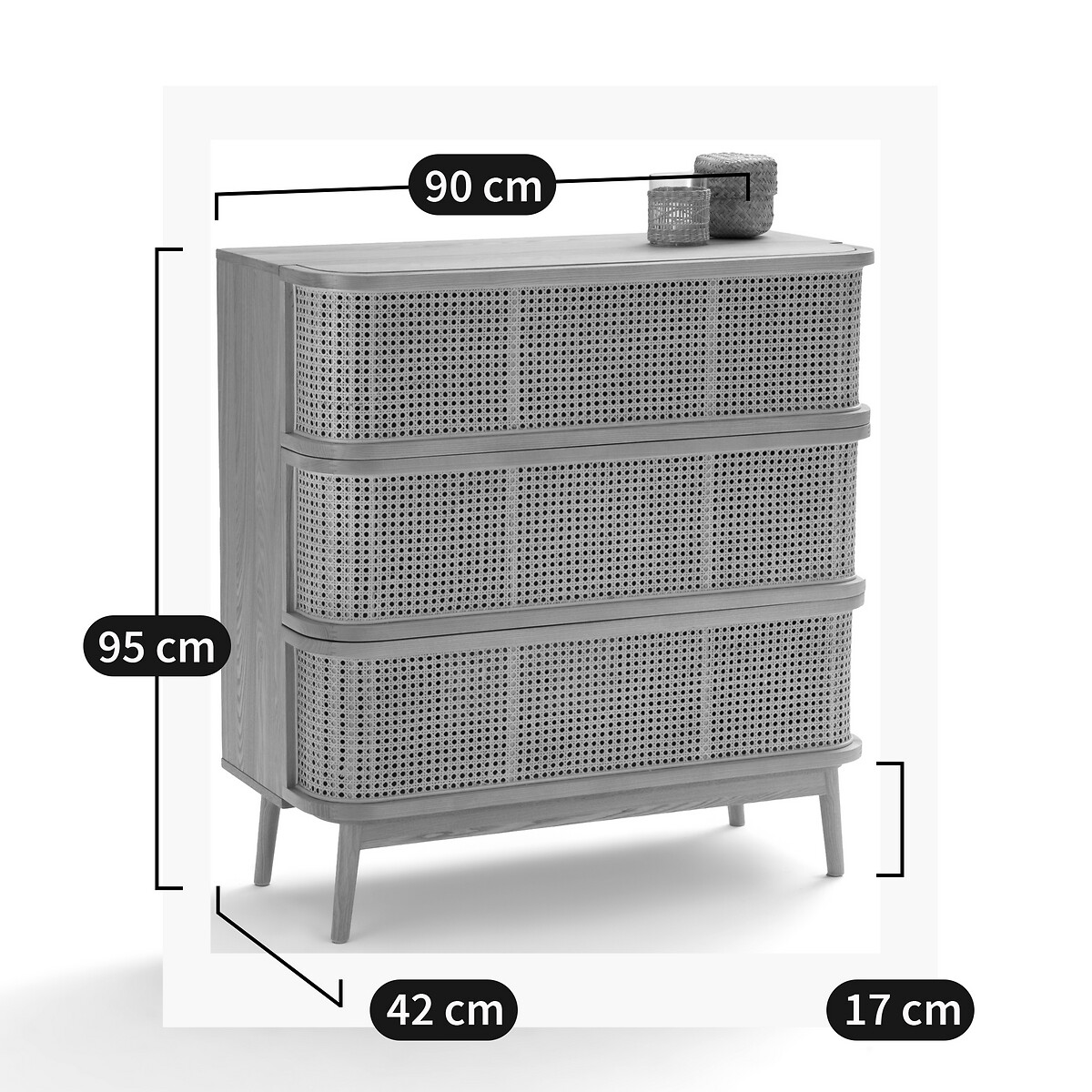 Commode 3 tiroirs en cannage Laora naturel, LA REDOUTE INTERIEURS