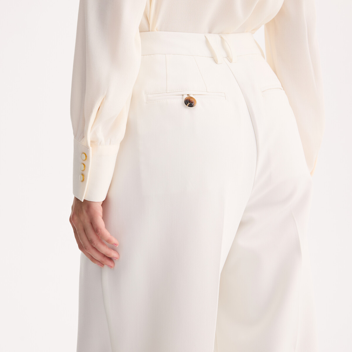 Pantalon loose, large, taille haute ecru, ANNE WEYBURN