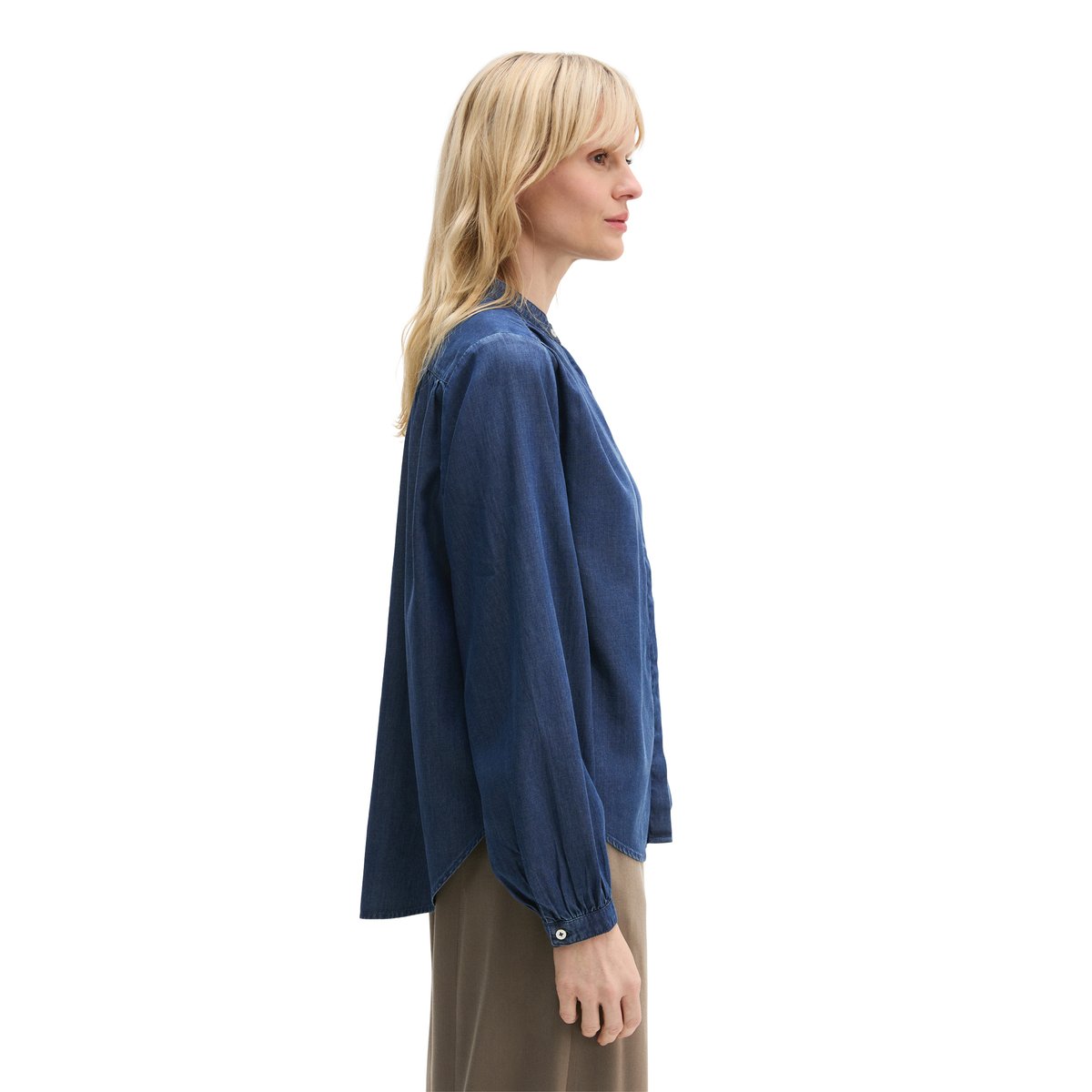 Blouse en jean loose en lin mélangé bleu fooncé, MARC O'POLO