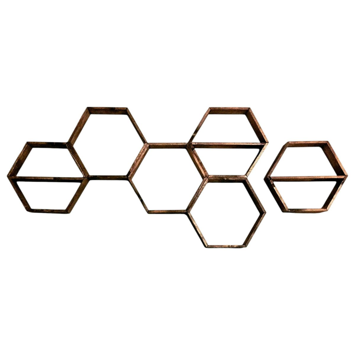 Étagère murale décorative - forme hexagonale, lot de 6 AVIALA bois naturel, PIER IMPORT