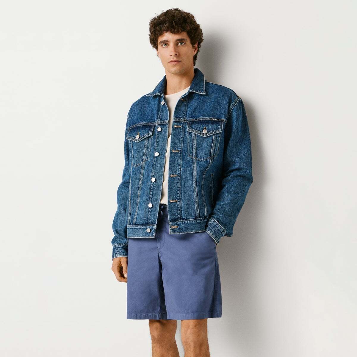 Bermuda Popeline Coupe Décontractée bleu marine délavé, PEPE JEANS