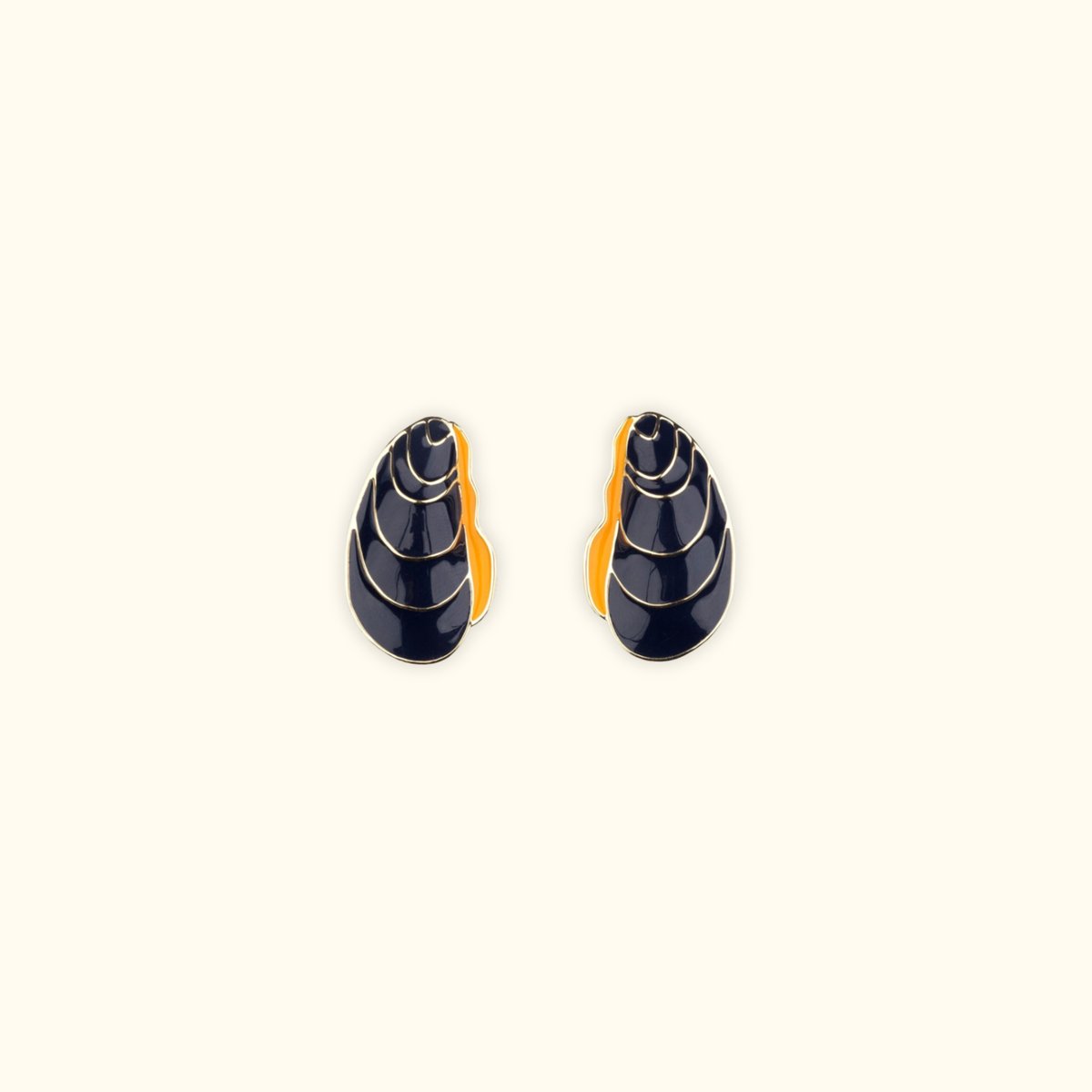 Boucles d'oreilles MOULE noir et or, COUCOU SUZETTE