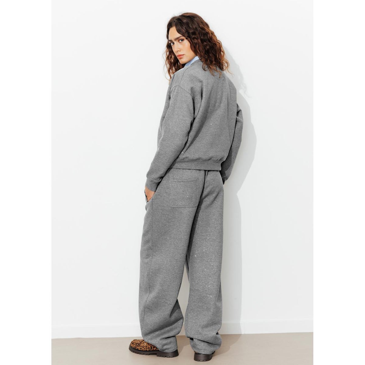 Jogging en molleton pailleté gris, PROMOD