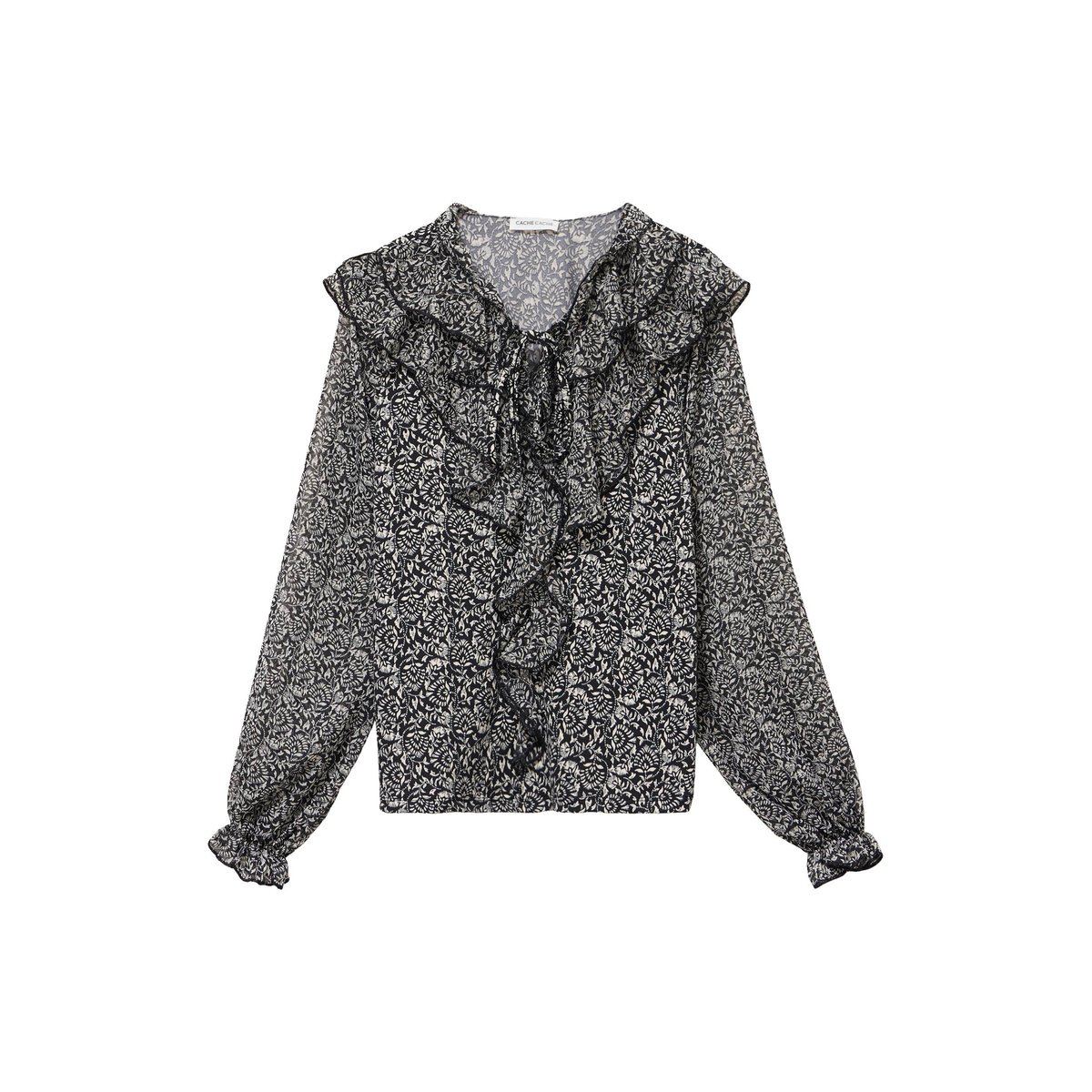 Blouse à volants noir, CACHE CACHE