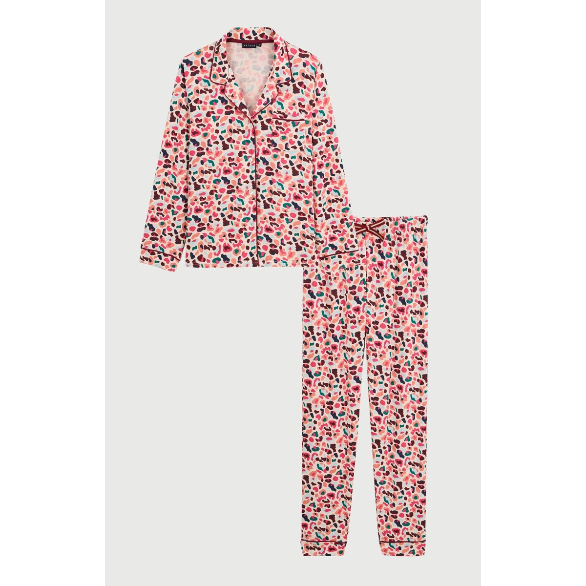 Pyjama boutonné en modal imprimé Léopoldine multicolore, ARTHUR