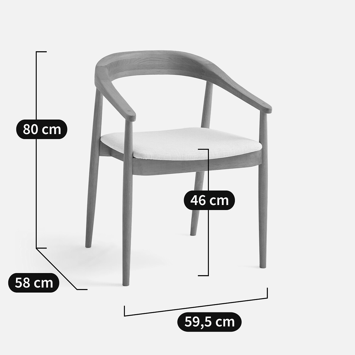 Fauteuil de table, en chêne massif, GALB chêne/craie, AM.PM