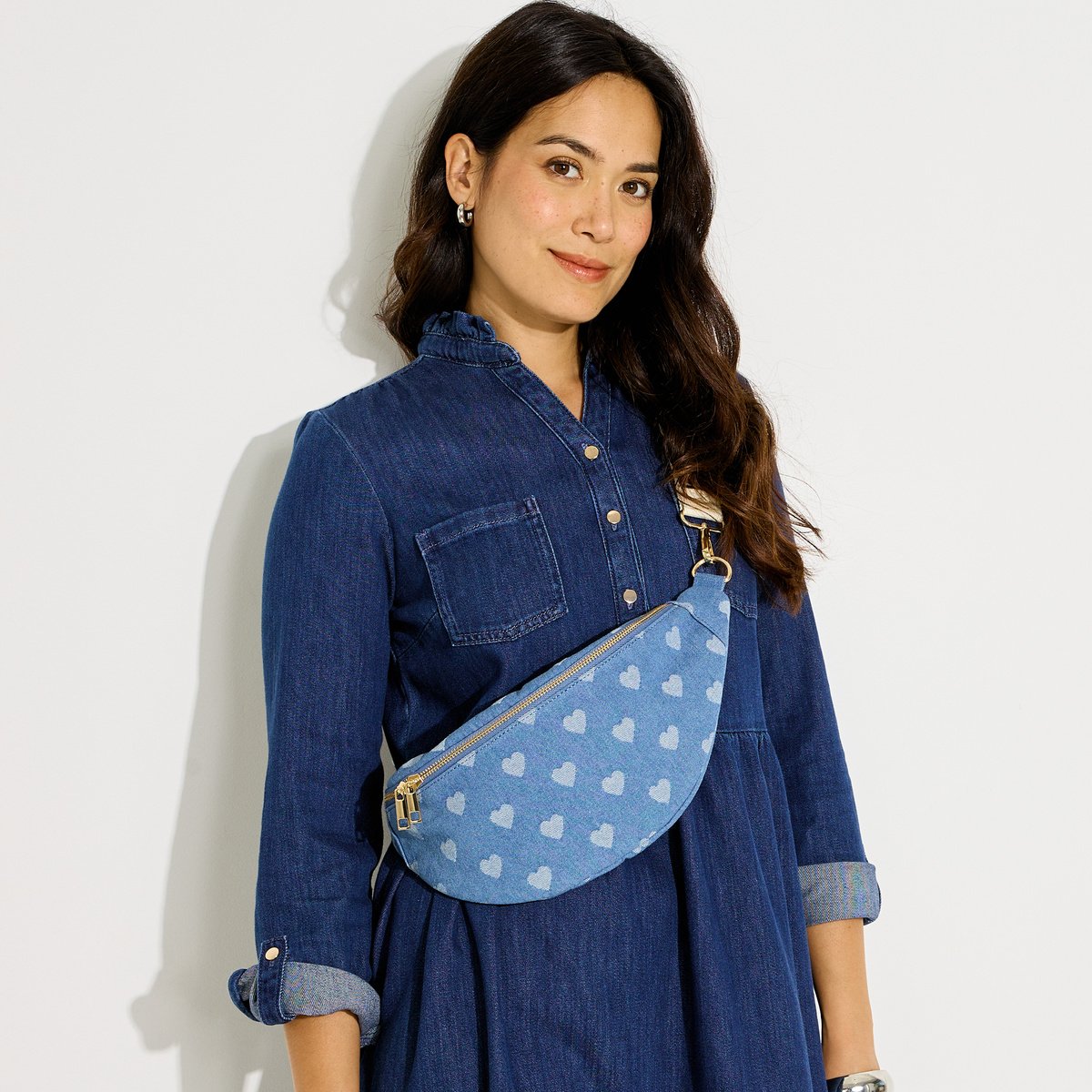 Sac banane imprimé cœurs bleu, GRAIN DE MALICE