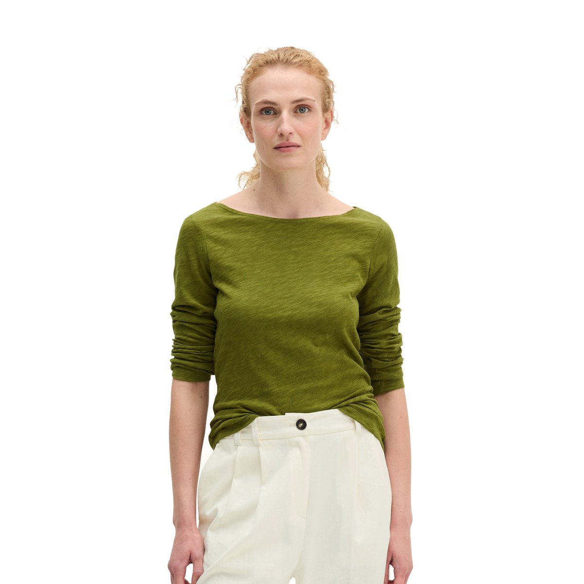 T-shirt à manches longues U-Boot coupe classique en qualité Organic Cotton vert, MARC O'POLO