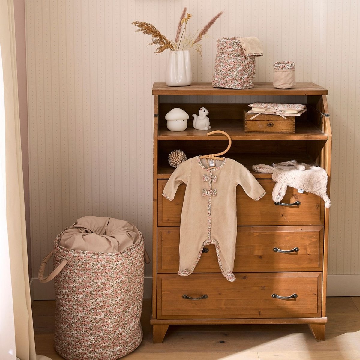 Doudou attache sucette beige, rose, marron, BB & CO
