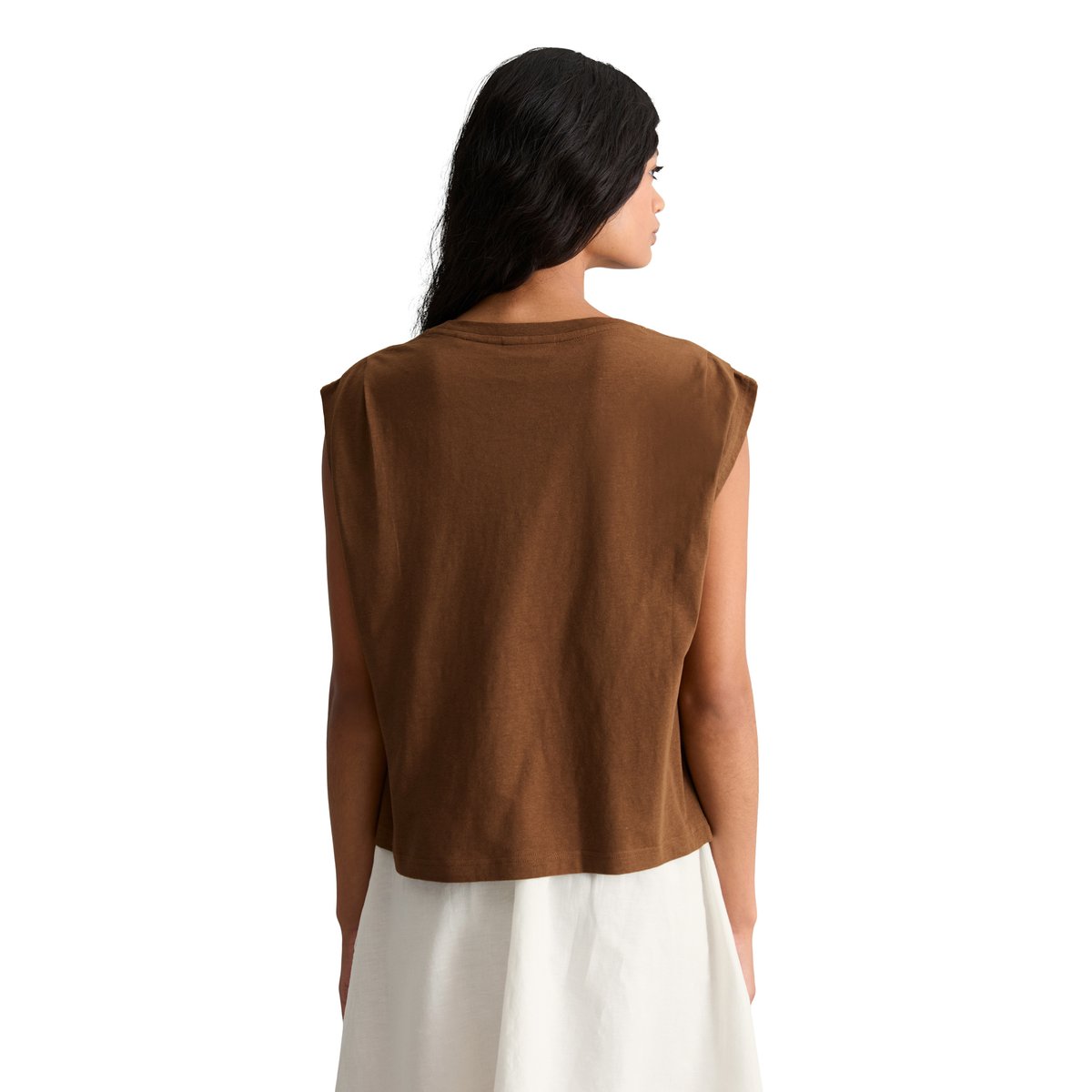 T-shirt relaxed en coton et lin mélangés marron, MARC O’POLO DENIM