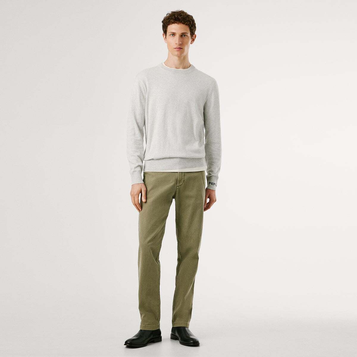 Pull col rond André gris clair chine, PEPE JEANS