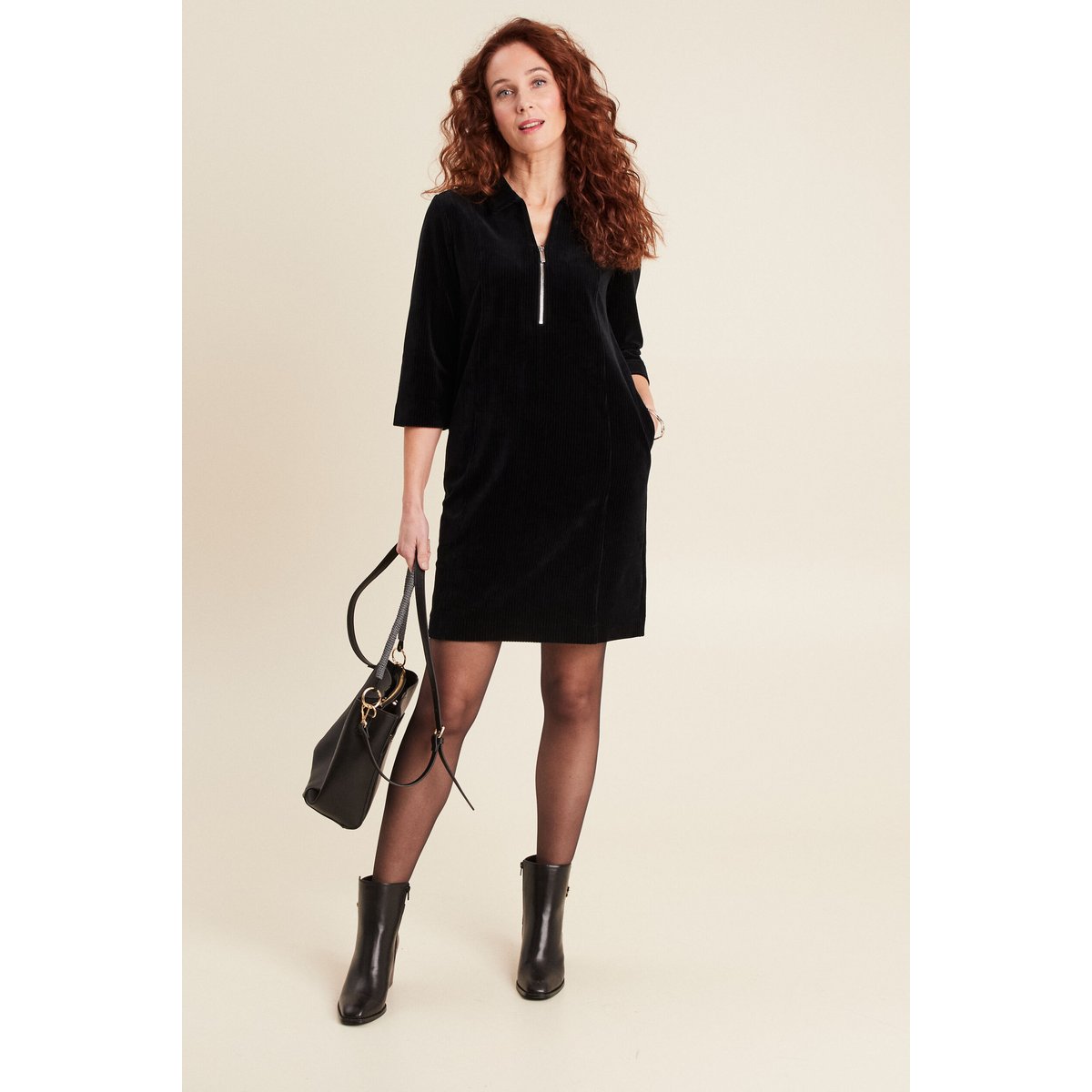 Robe droite velours noir, BREAL