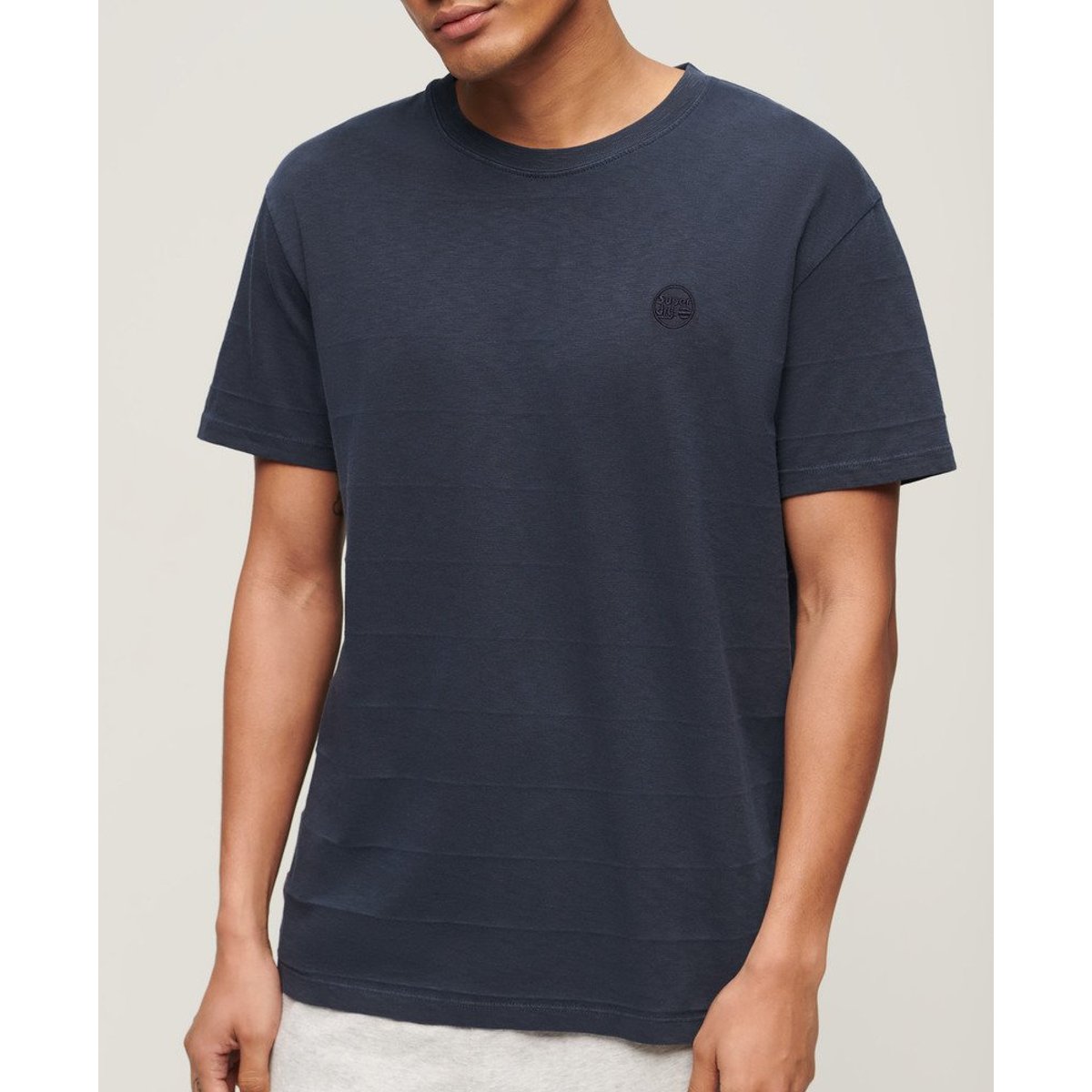 T-shirt Vintage texturé en coton bio bleu marine éclipse, SUPERDRY