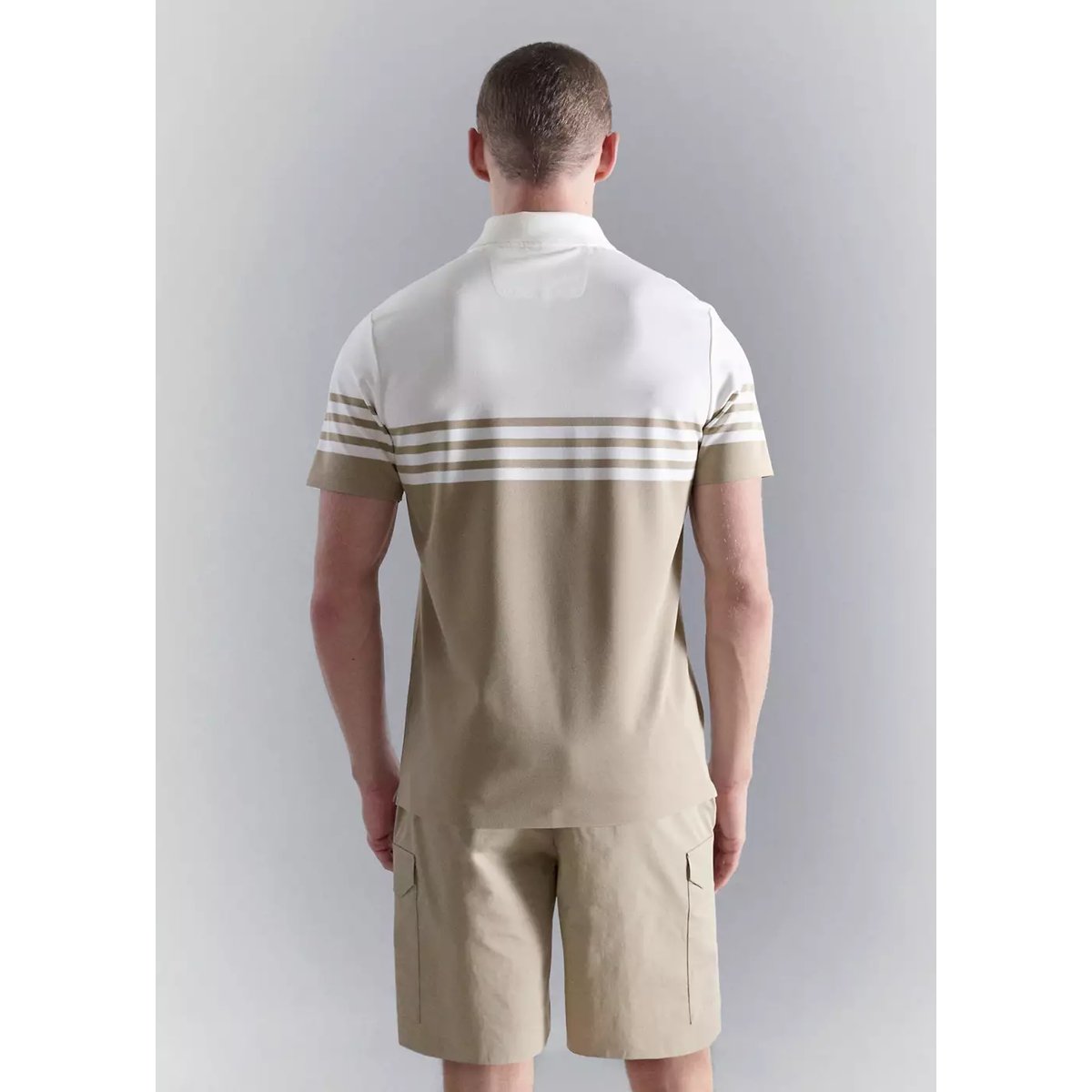 Polo bicolore col zippé beige, MANGO MAN