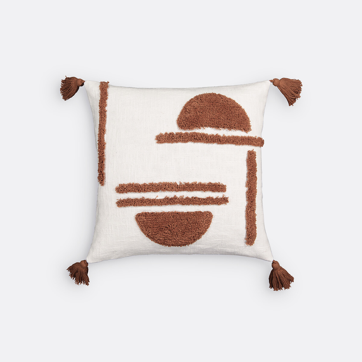 Housse de coussin, coton tufté, 40x40 cm, Goboa ecru/marron, LA REDOUTE INTERIEURS