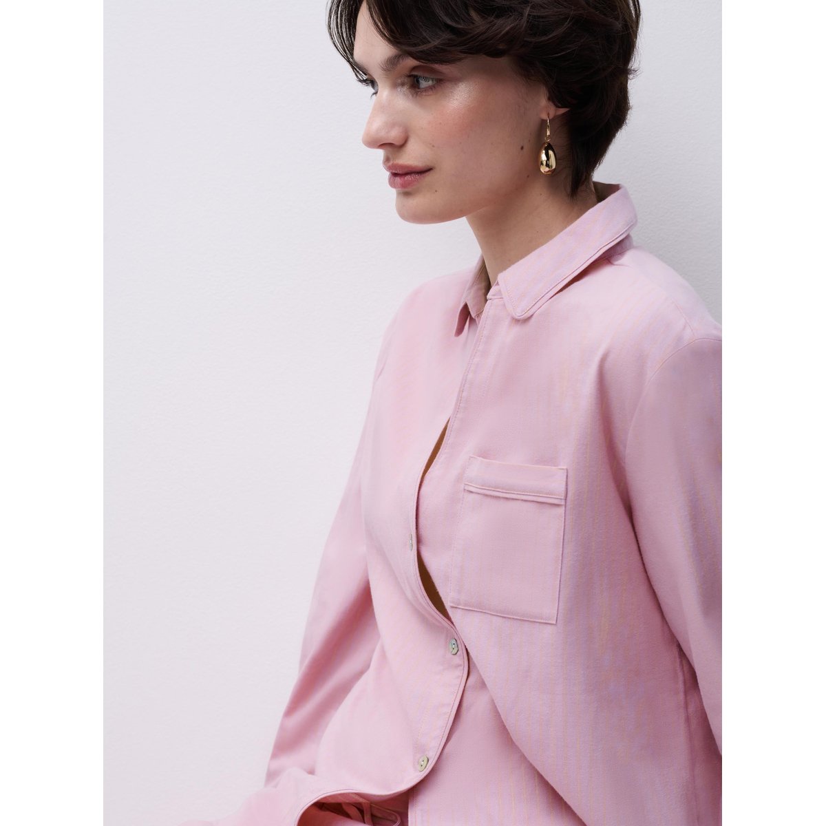 Chemise manches longues GABRIEL rayures rose poudré, CHANTELLE