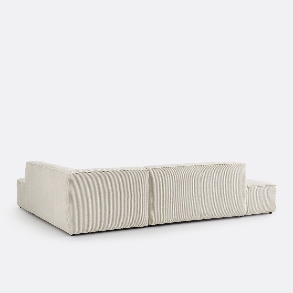 Canapé d'angle convertible, en velours côtelé moyennes côtes, GINOSA beige, LA REDOUTE INTERIEURS