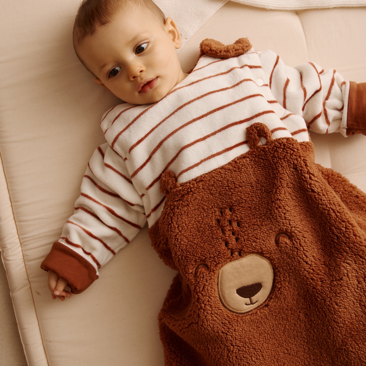 Gigoteuse TOG2 en sherpa avec manches amovibles Moka marron, PETIT BEGUIN