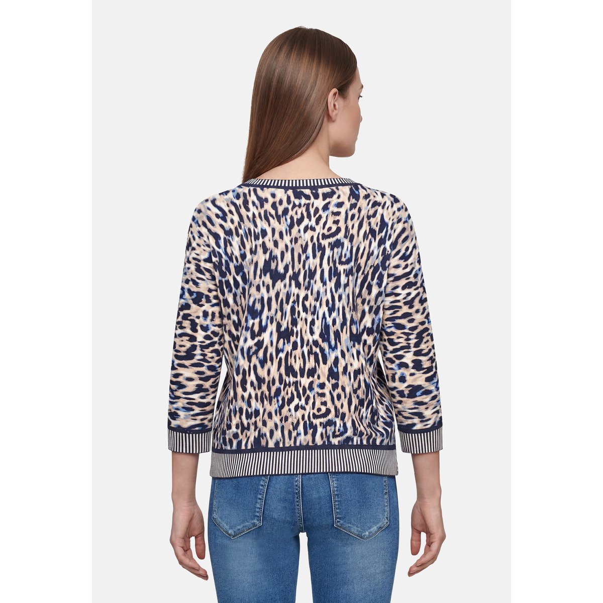 Pull-over en maille à cordon coulissant sous tunnel dark blue/beige, BETTY BARCLAY