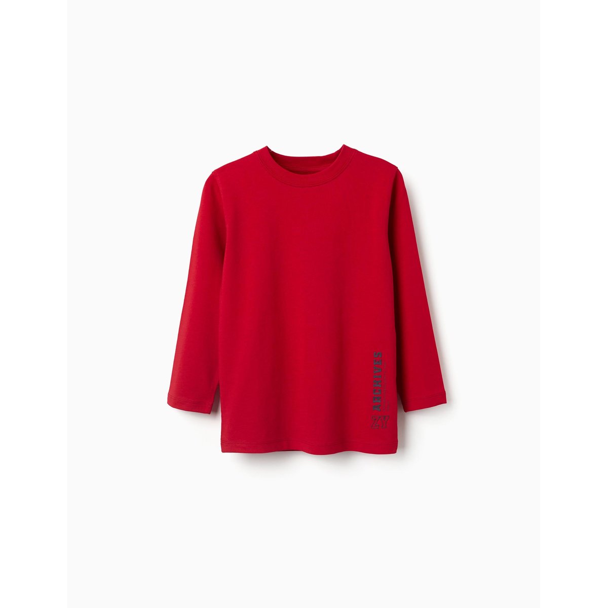 T-shirt en coton à manches longues avec imprimé ZY rouge, ZIPPY
