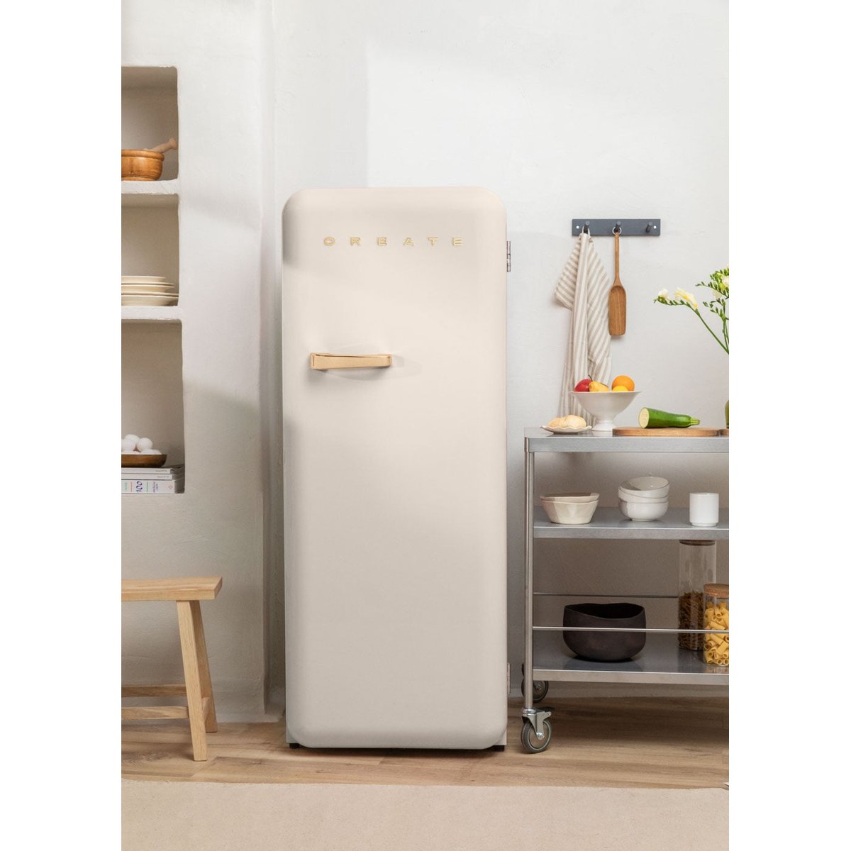 Réfrigérateur rétro FRIDGE RETRO 281L blanc cassé/or, CREATE
