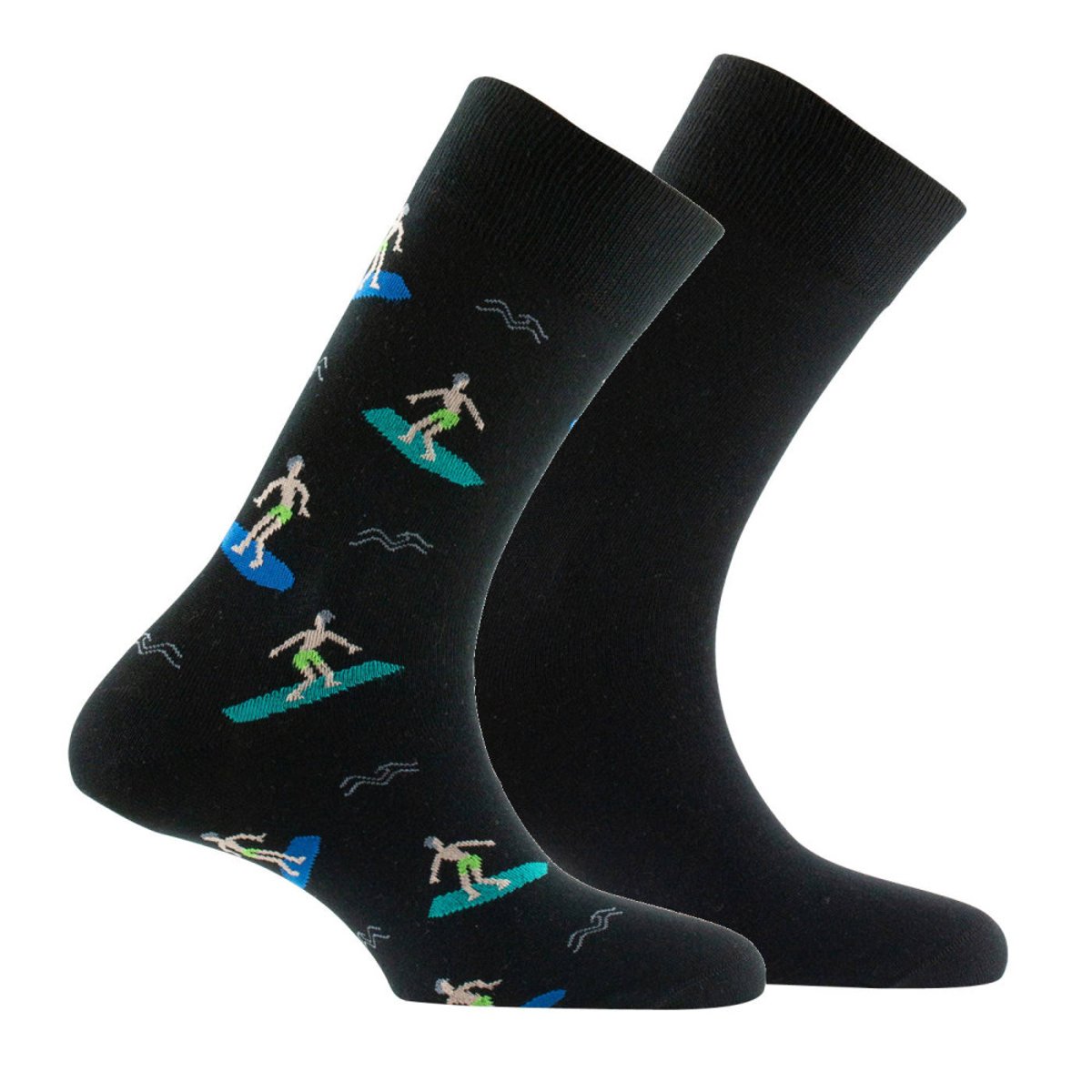 Lot de 2 paires de mi-chaussettes en coton motif surf noir, KINDY