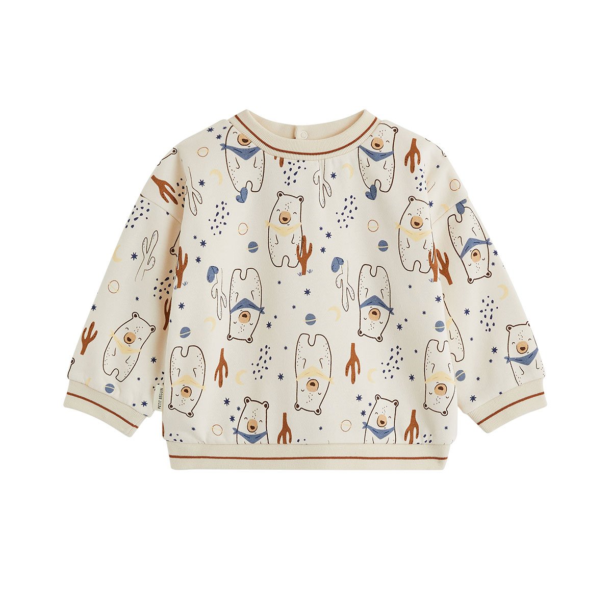 Ensemble bébé sweat et pantalon en molleton Moka marron, PETIT BEGUIN