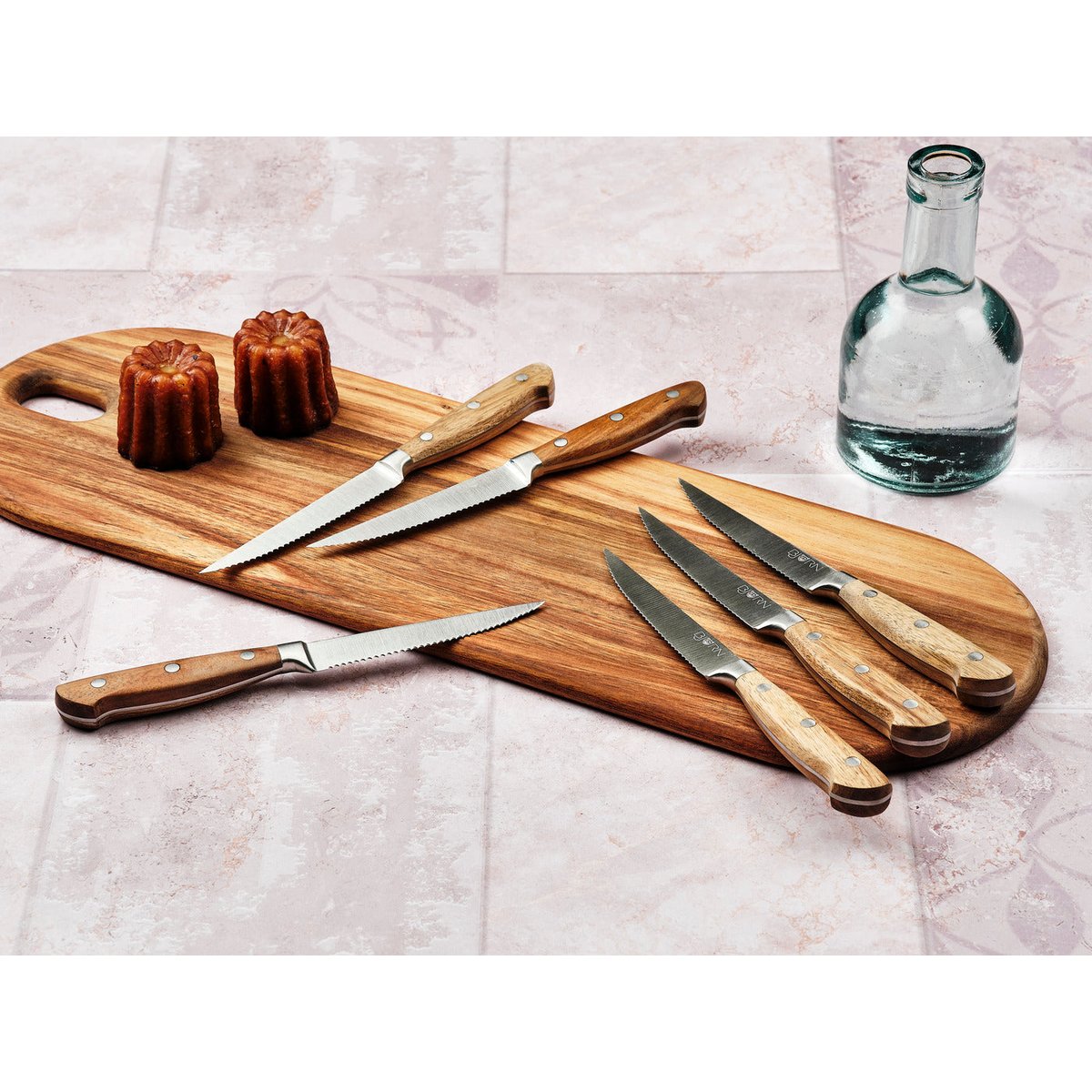Lot de 6 couteaux à steak en inox, NUDE inox mat et bois, BJORN