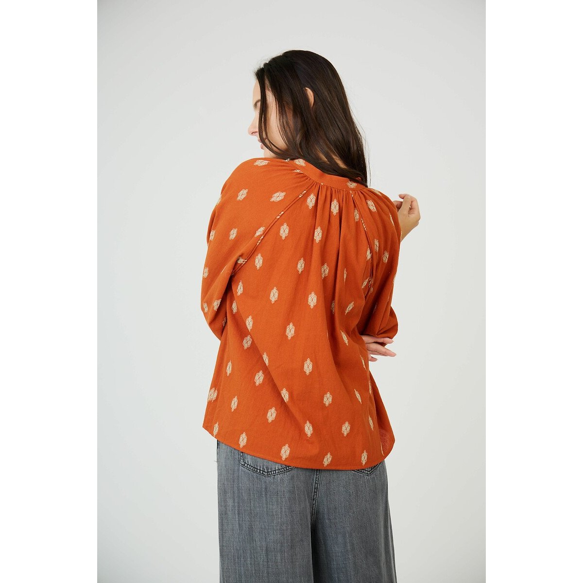Blouse col V orange, SEE U SOON