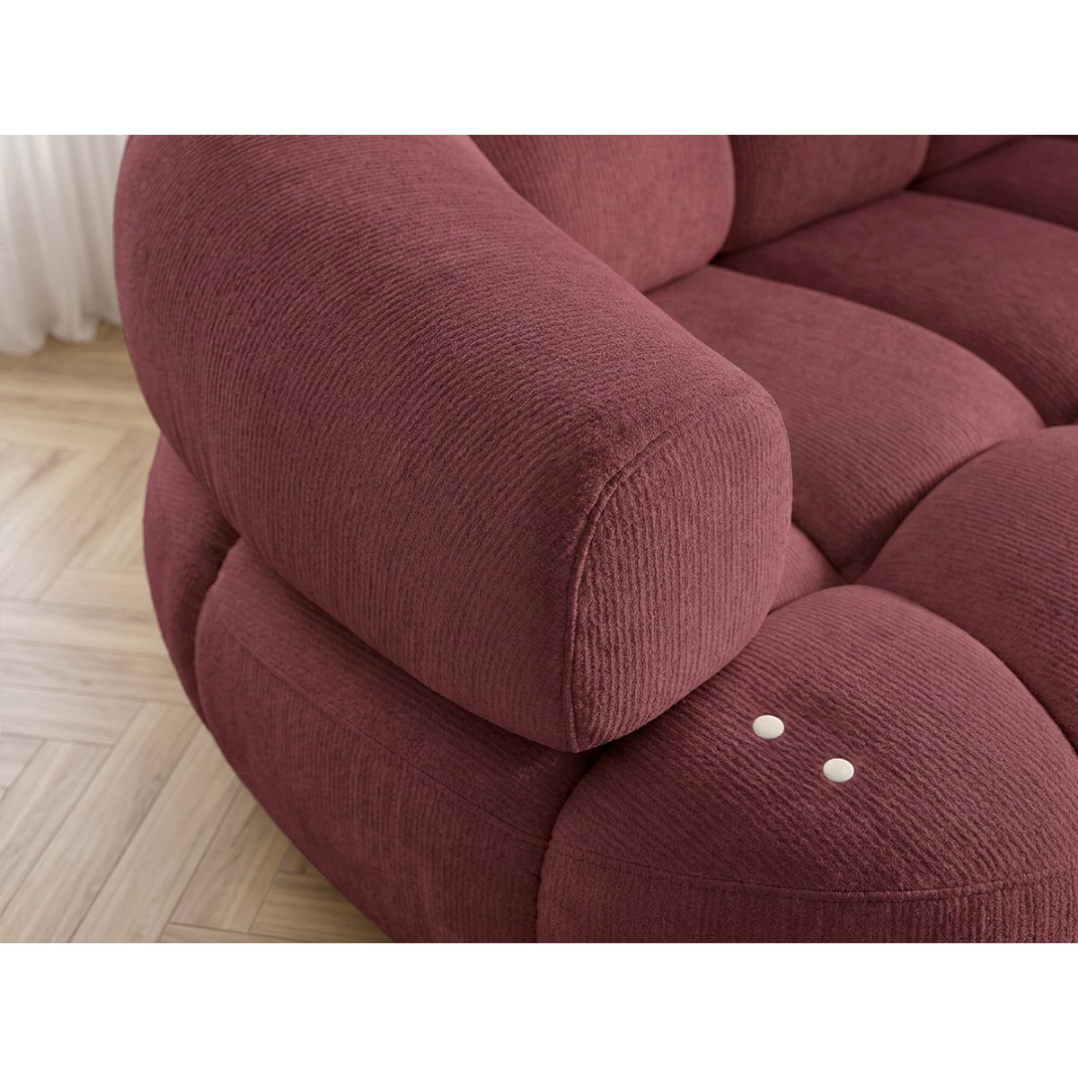 Canapé d'angle convertible 3 places en tissu lisse, LOVELY rouge, BOBOCHIC