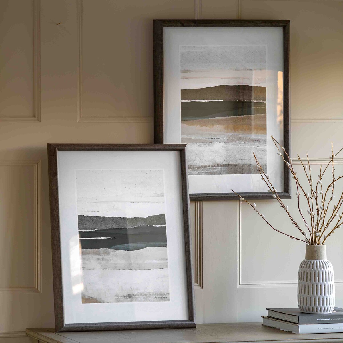 Set of 2 Drift Away Framed Art grey, ÉDITÉ