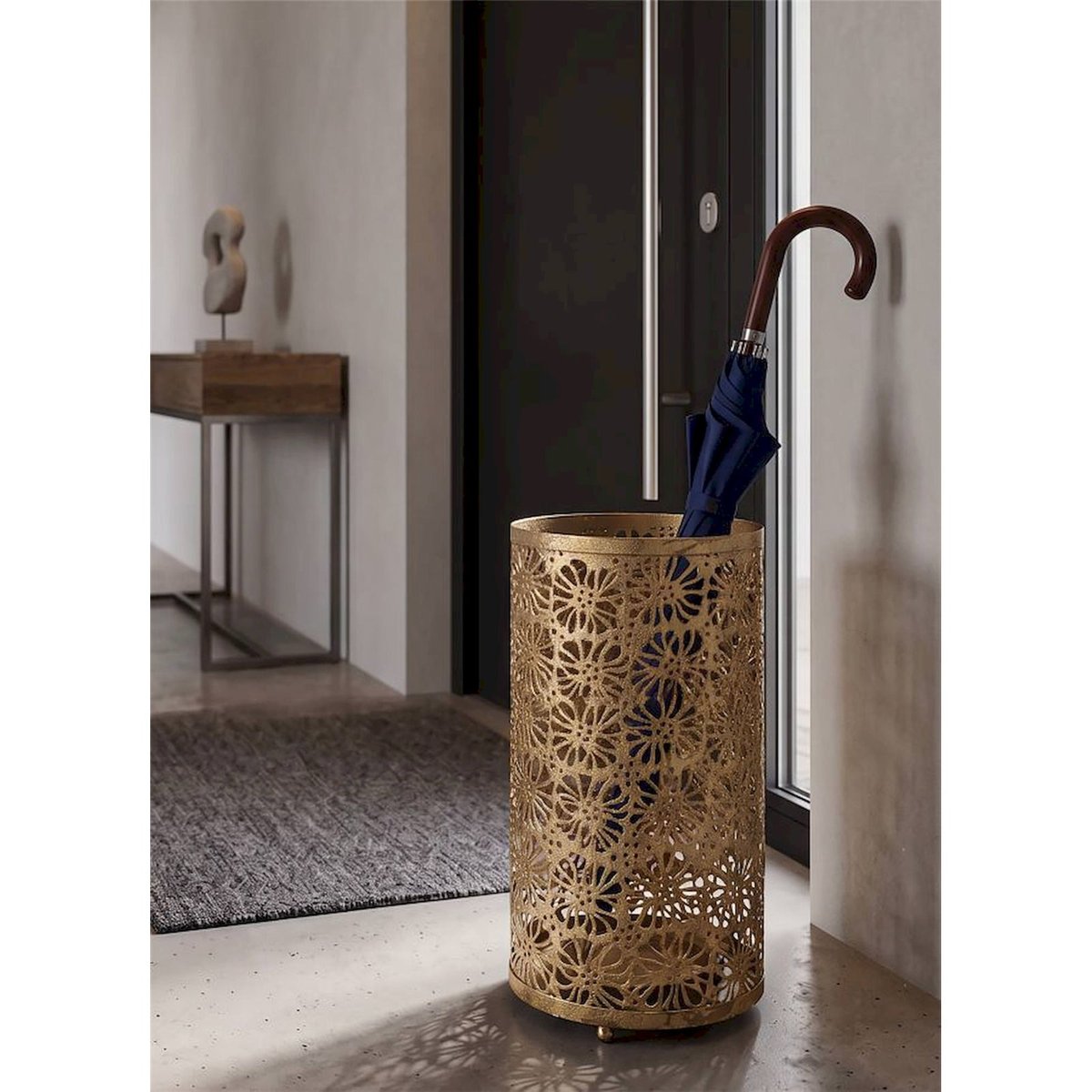 Porte-parapluie en fer ajouré floral GLAM doré, RECOLLECTION