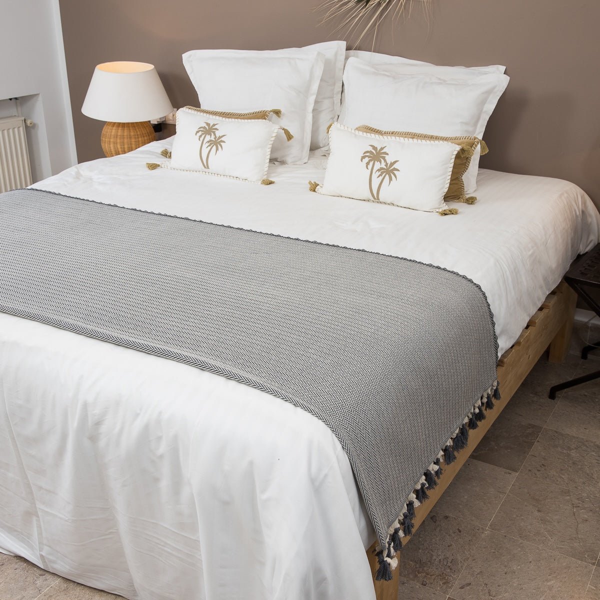 Plaid laine GSTAAD gris chiné, FEBRONIE