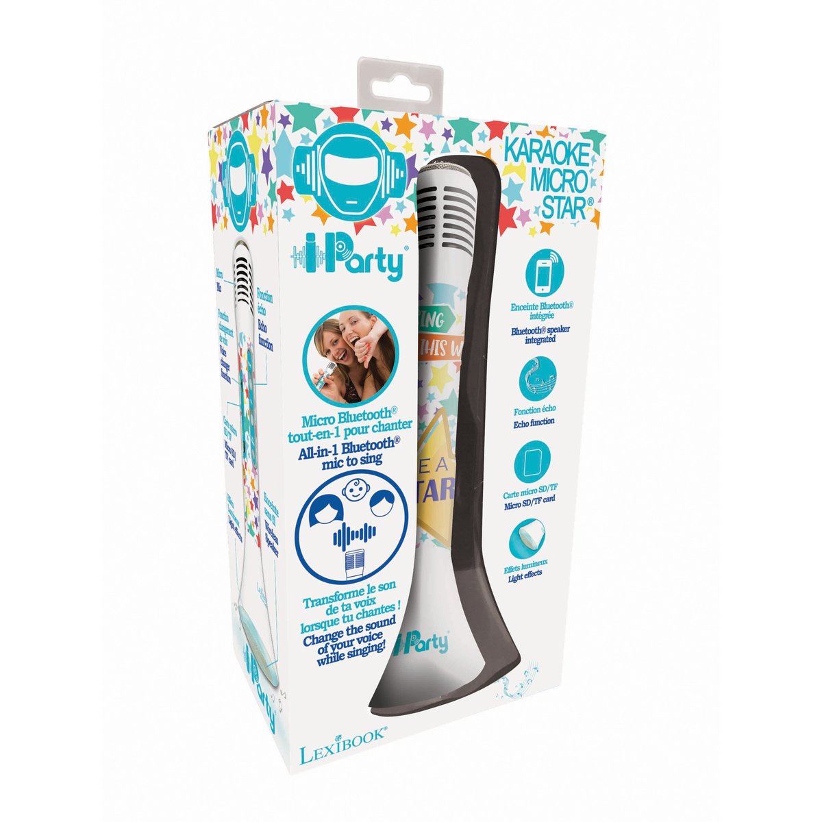 Micro Karaoké sans fil avec enceinte Bluetooth® intégrée iParty® blanc, LEXIBOOK