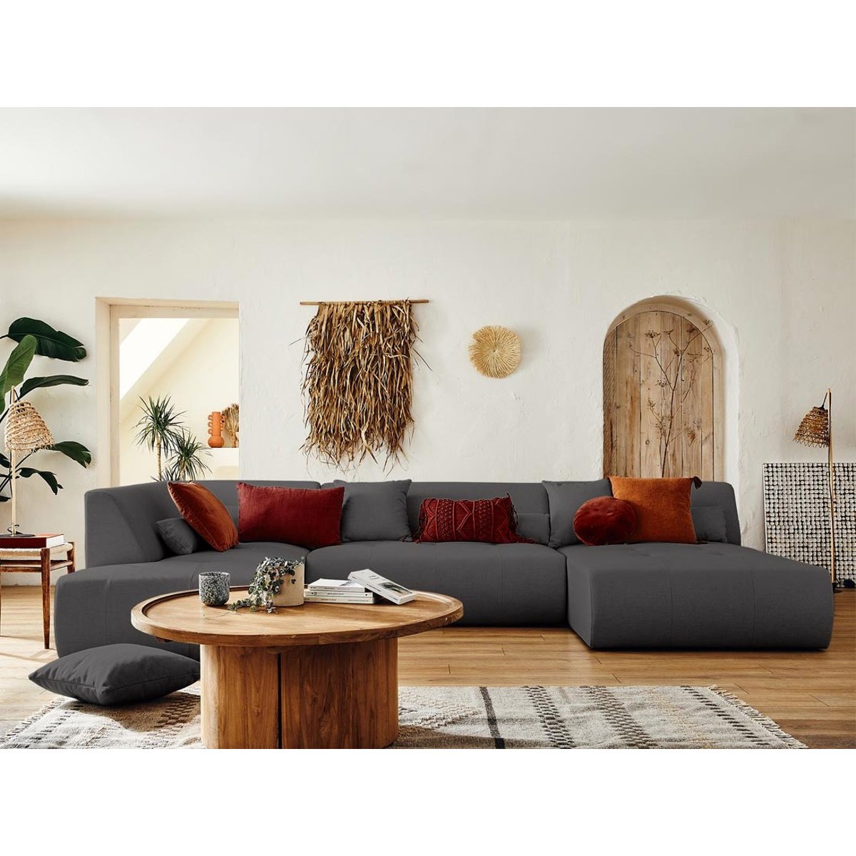 Canapé Panoramique  7 places - ONYX gris foncé, BEST MOBILIER