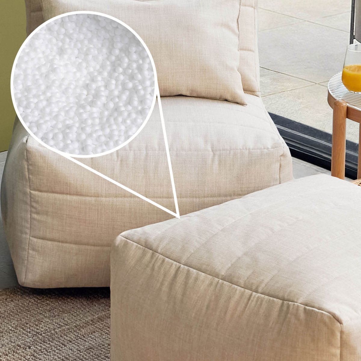 Pouf canapé de jardin modulable en tissu tissé d'intérieur et d'extérieur Oeko-Tex® - NOA beige, ICON