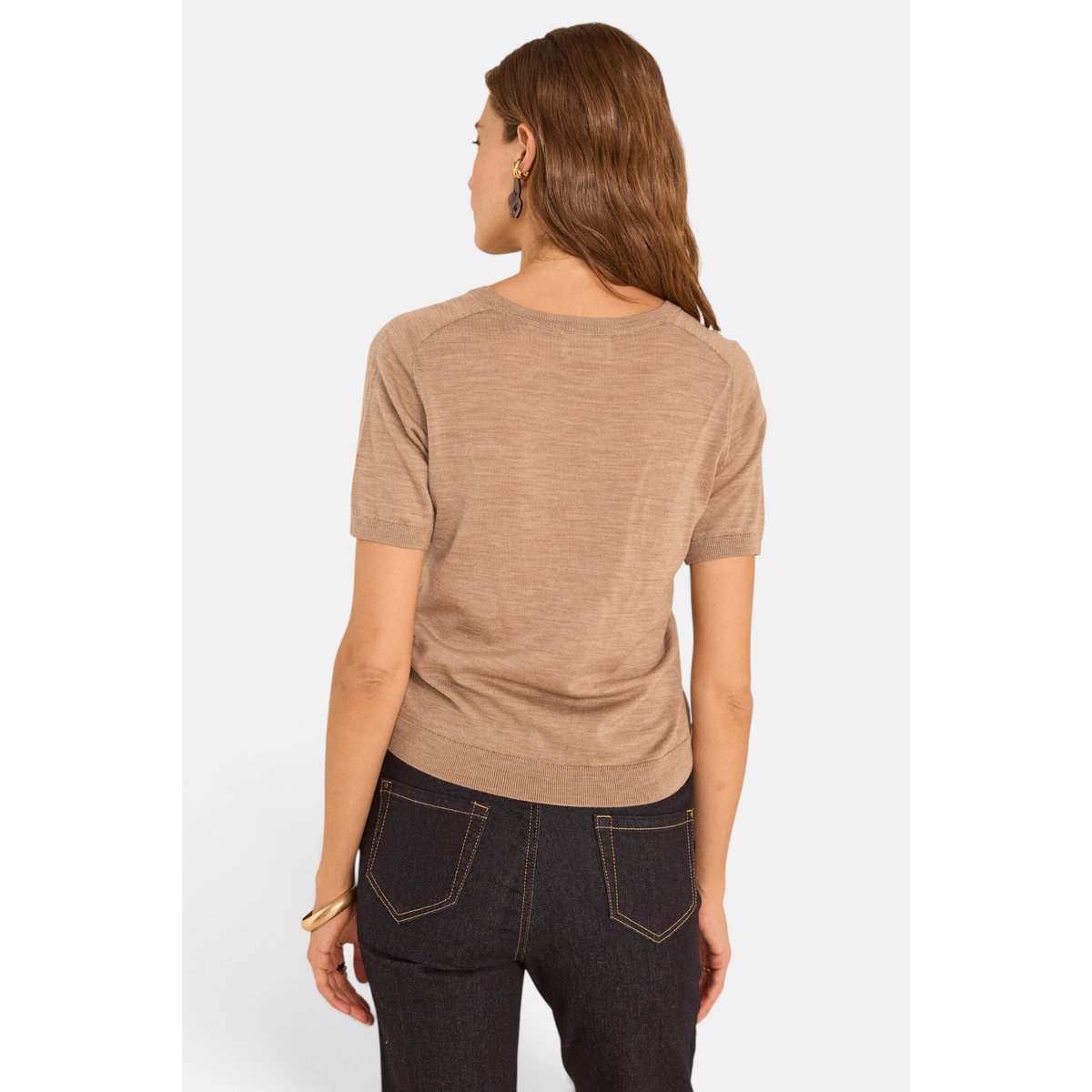 Pull à manches courtes en laine ALICE tabac, Maison 123