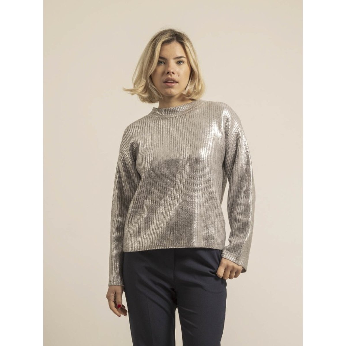 Pull Aspect Métalisé Ketura argent, DONA LISA