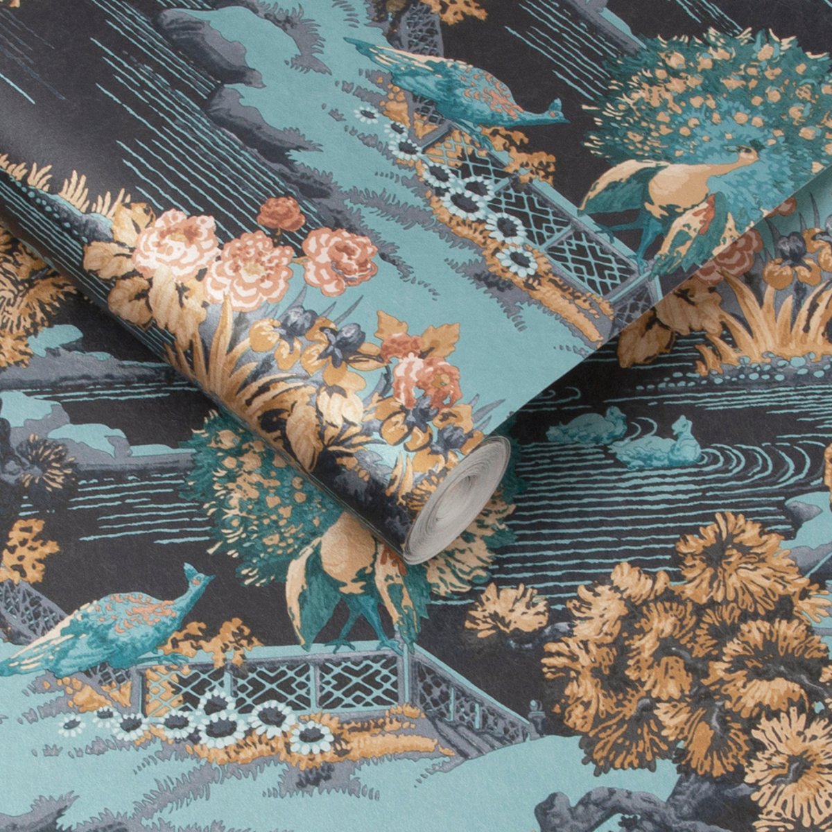 Papier peint Edo Toile bleu, GRAHAM ET BROWN