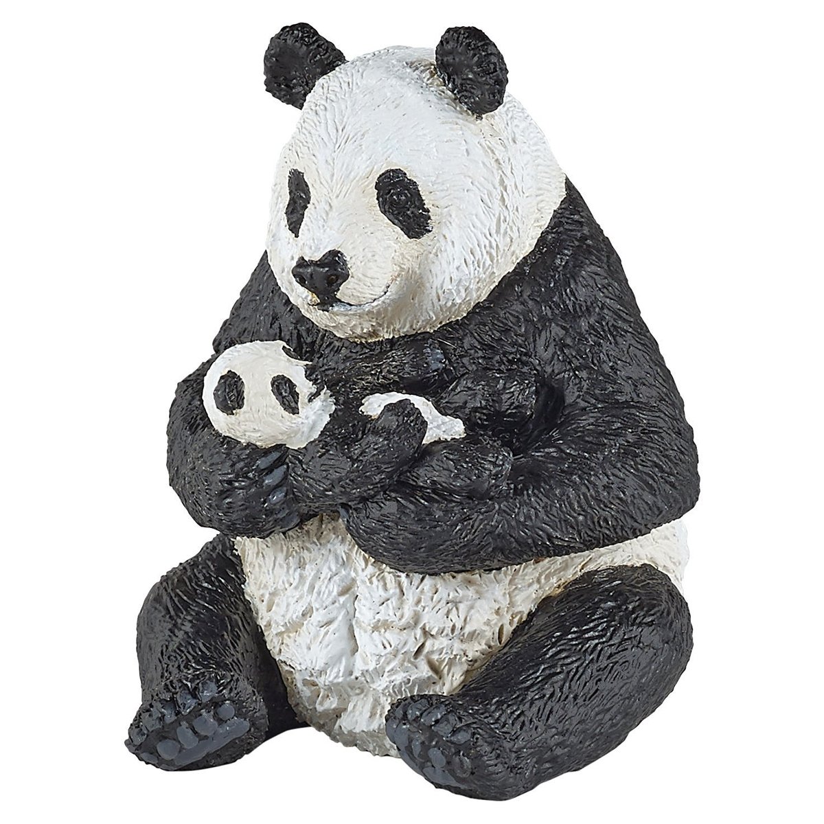 Figurine Panda assis et son bébé gris, PAPO