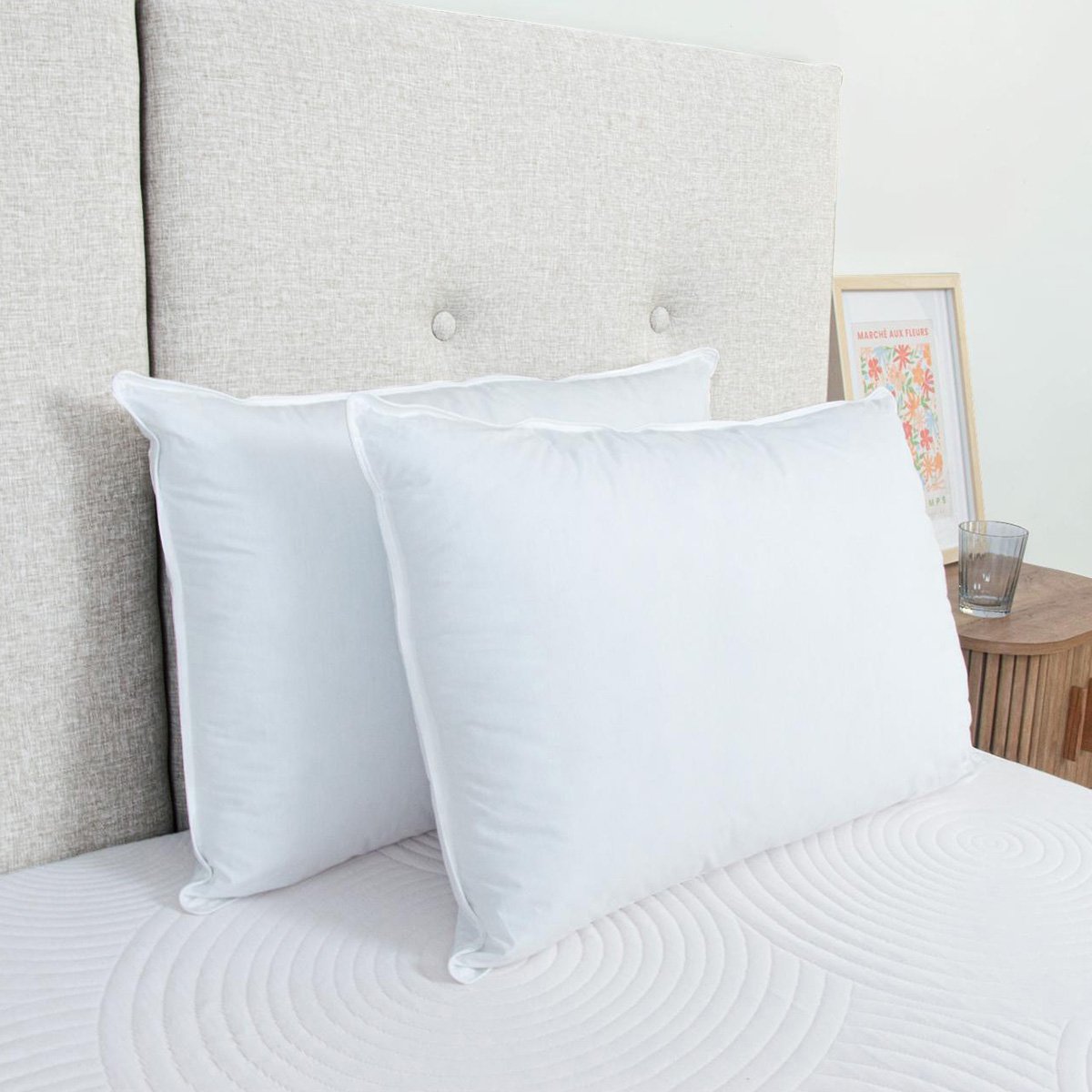 Lot de 4 oreillers Luxotel 45x70 cm Fibres creuses polyester blanc, BELLECOUR