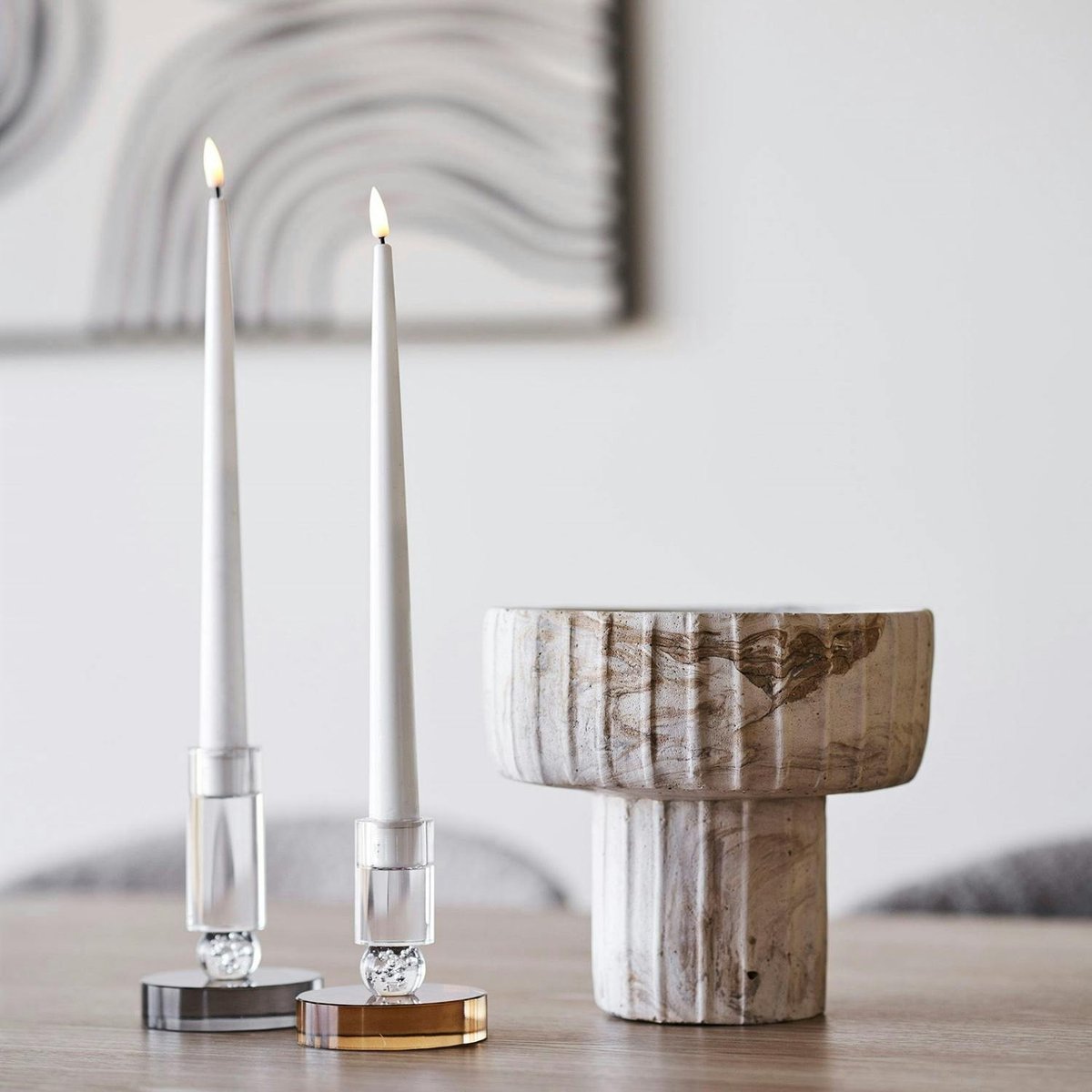 Bougeoir décoratif en verre (1 gris, 1 ambre) gris, PIER IMPORT