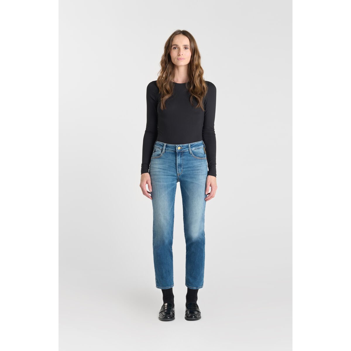 Jeans push-up droite taille haute PULP, 7/8ème blue, LE TEMPS DES CERISES