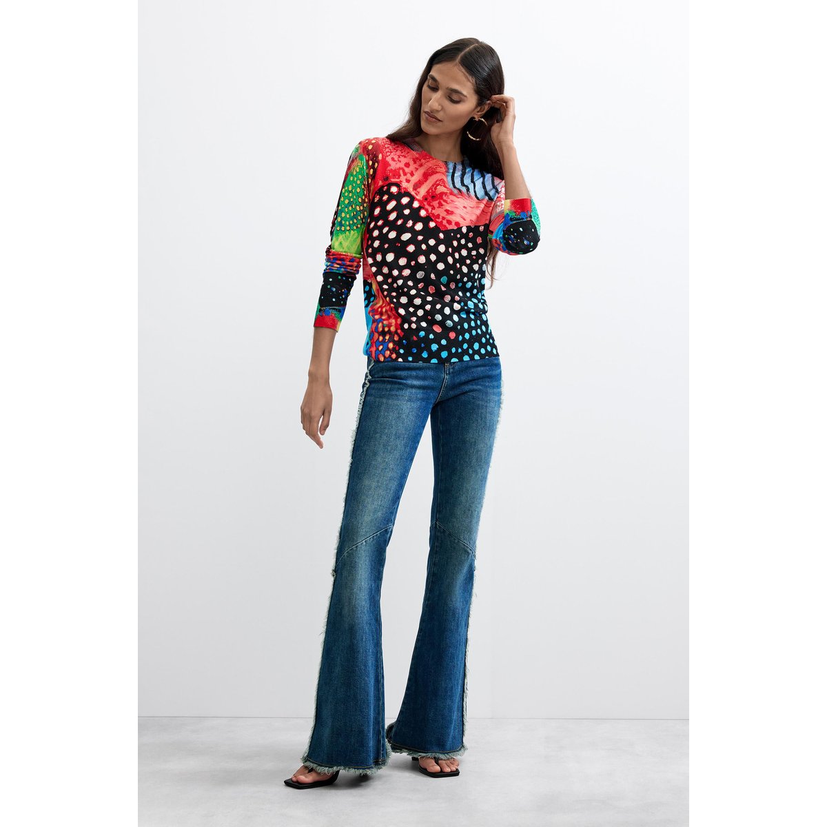 Pull imprimé multicolore noir, DESIGUAL