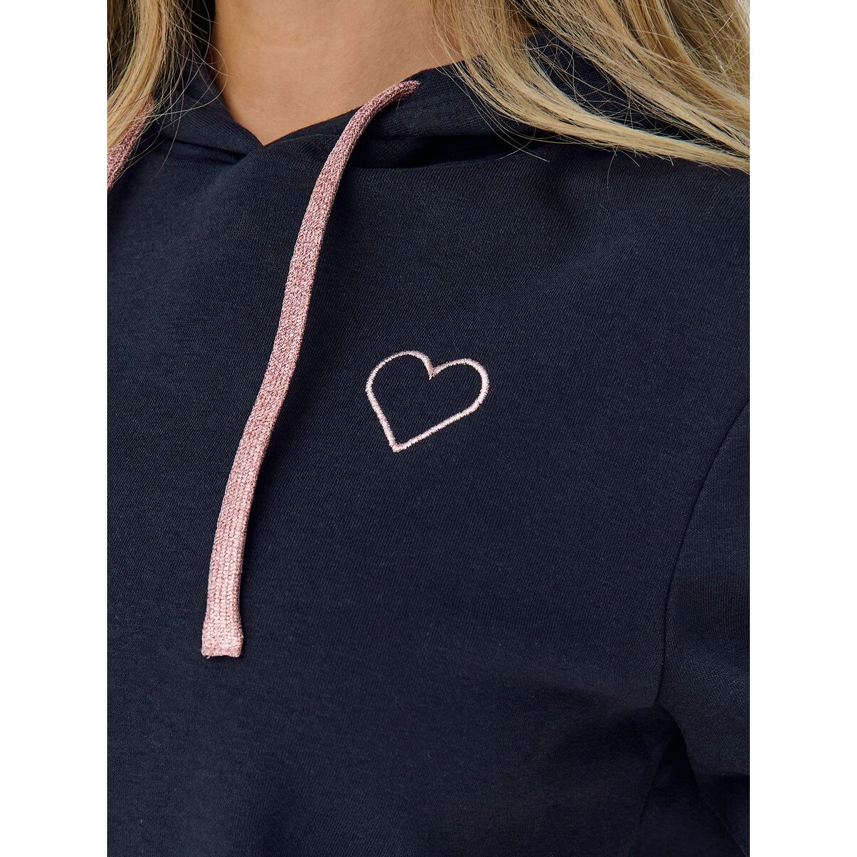 Felpa con cappuccio, motivo cuore navy, ONLY