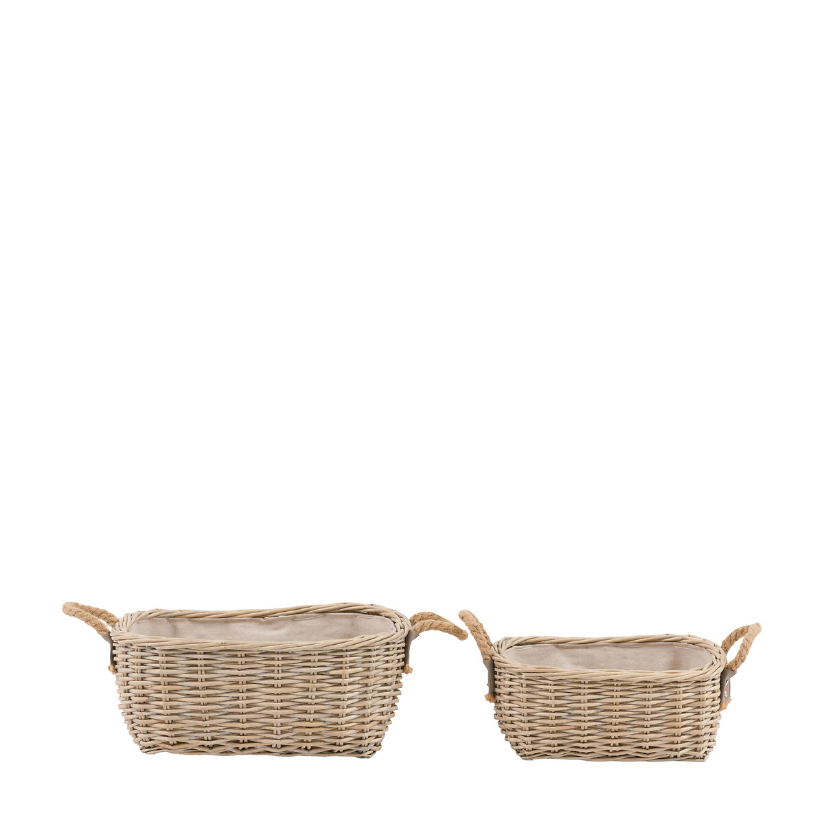 Set of 2 Eden Oval Baskets with Handle in Natural brown , ÉDITÉ