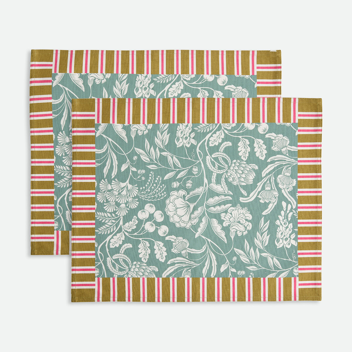 Lot de 2 sets de table imprimés, en coton, LINDA imprimé, LA REDOUTE INTERIEURS