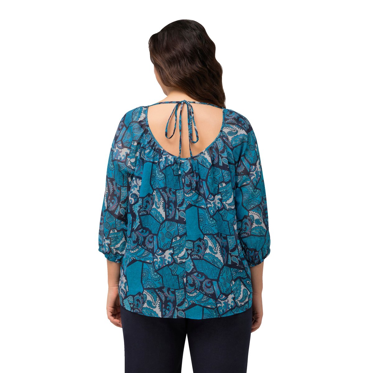 Blouse à imprimé floral bleu saphir, ULLA POPKEN