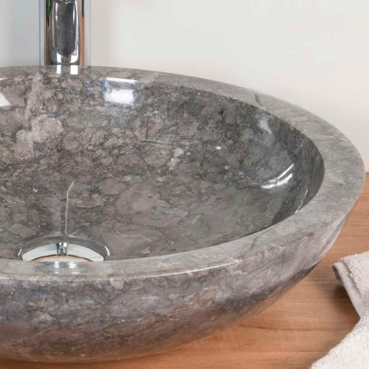 Vasque en marbre à poser ronde - diamètre 45 BARCELONE gris, WANDA COLLECTION